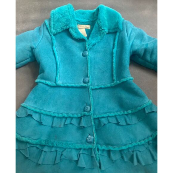 Girls Widgeon Kids Aqua Ruffled Winter Peacoat: Size 6 - Picture 1 of 7